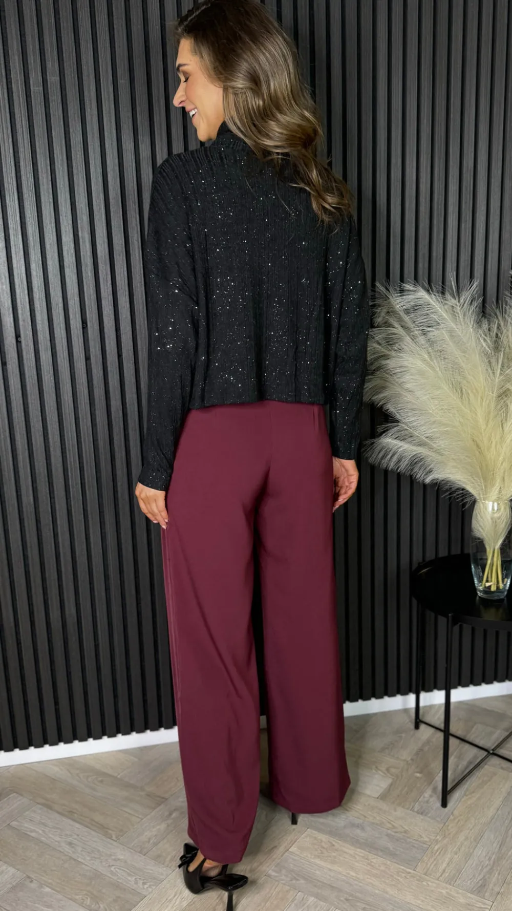 jasmine_black_sparkle_det_3.webp LUCCE Knitwear^Jasmine Black Sparkle Detail Polo Neck Jumper