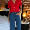 PARIS FASHION SHOPS Jeans^Jaxine Dark Blue High Waisted Wide Leg Jeans