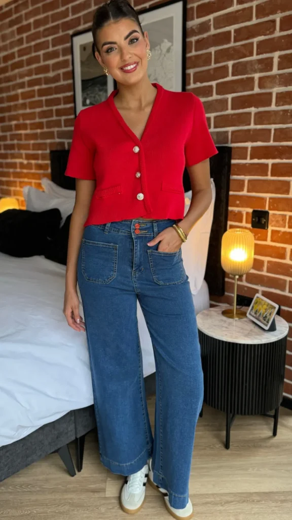 PARIS FASHION SHOPS Jeans^Jaxine Dark Blue High Waisted Wide Leg Jeans