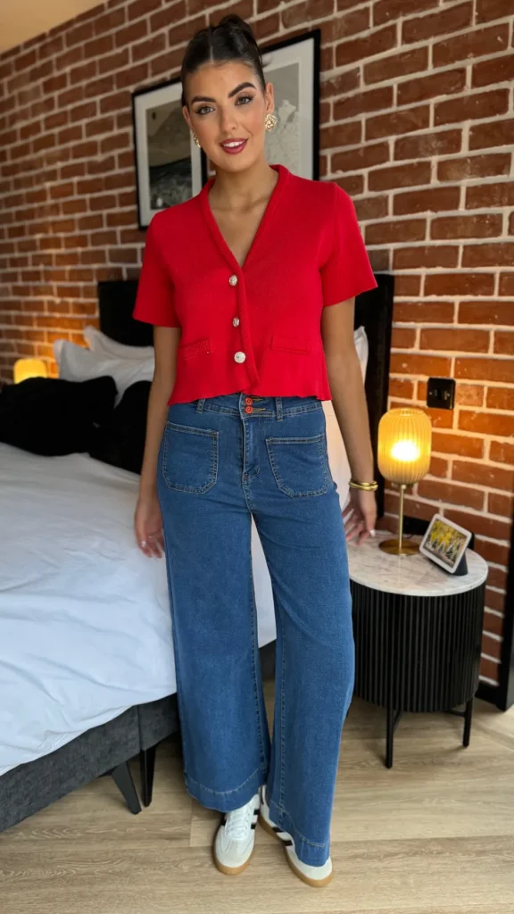 PARIS FASHION SHOPS Jeans^Jaxine Dark Blue High Waisted Wide Leg Jeans