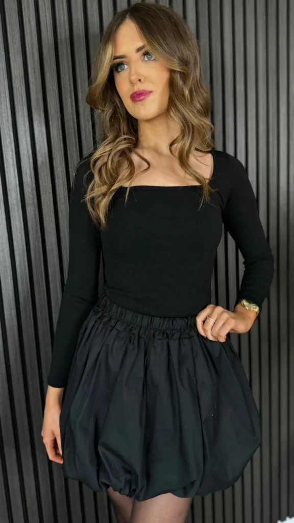 ELLE STYLE Tops^Jayden Black Square Neck Top
