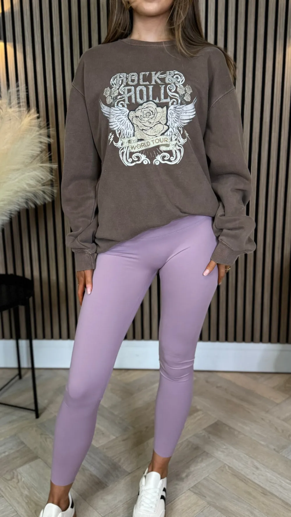 jaynie_chocolate_rock_amp_4.webp MISSI CLOTHING Knitwear | Hoodies + Sweatshirts^Jaynie Chocolate 'Rock & Roll' Printed Sweatshirt