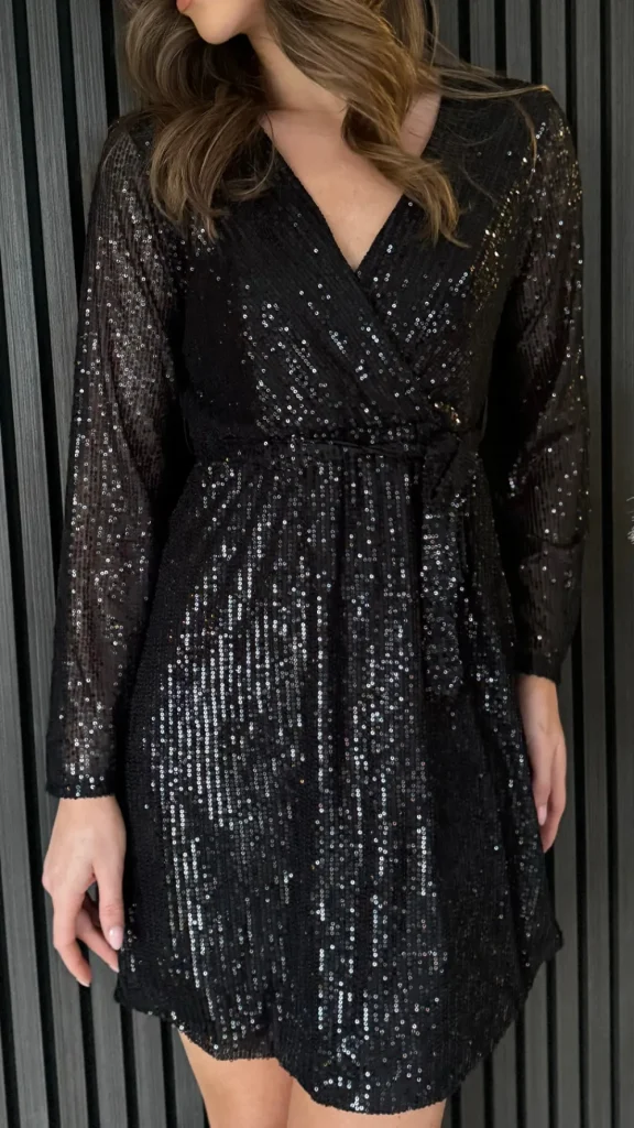 ESTEE BROWN Fitted Dresses | Going Out Dresses^Jess Black sequin Belted Mini Dress