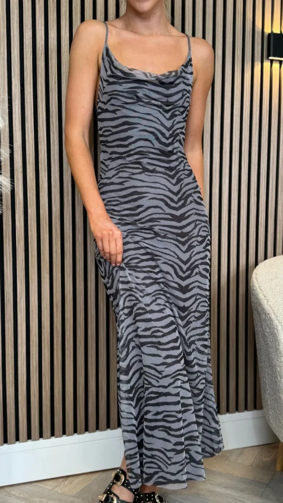 COPPEROSE Going Out Dresses | Occasion Dresses^Jimena Black Zebra Cami Strap Midi Dress