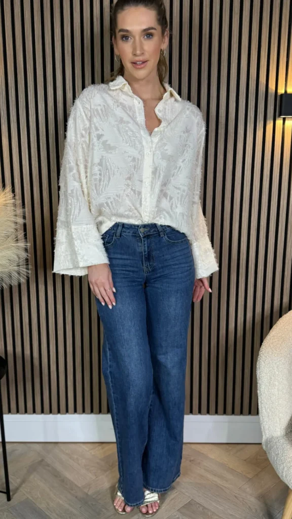 ELINA STUDIO Tops^Jovie Cream Textured Shirt