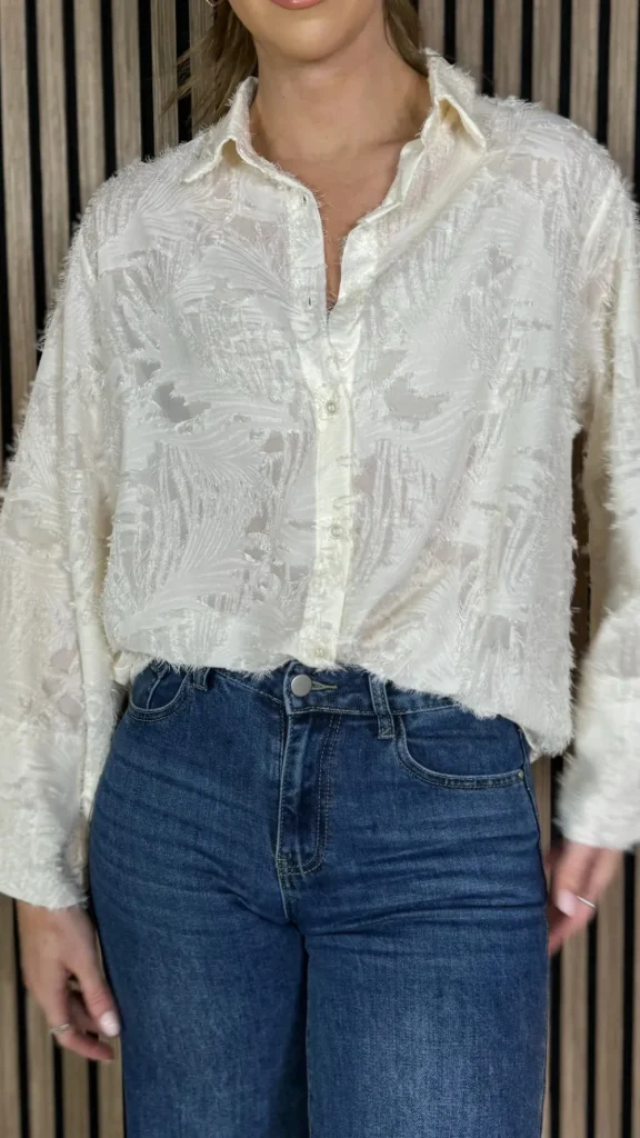 ELINA STUDIO Tops^Jovie Cream Textured Shirt