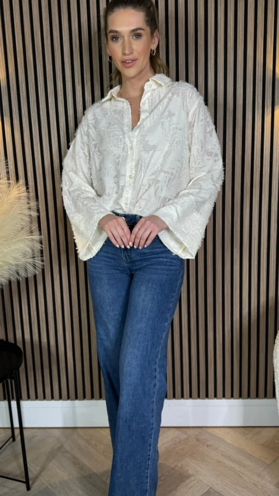 ELINA STUDIO Tops^Jovie Cream Textured Shirt
