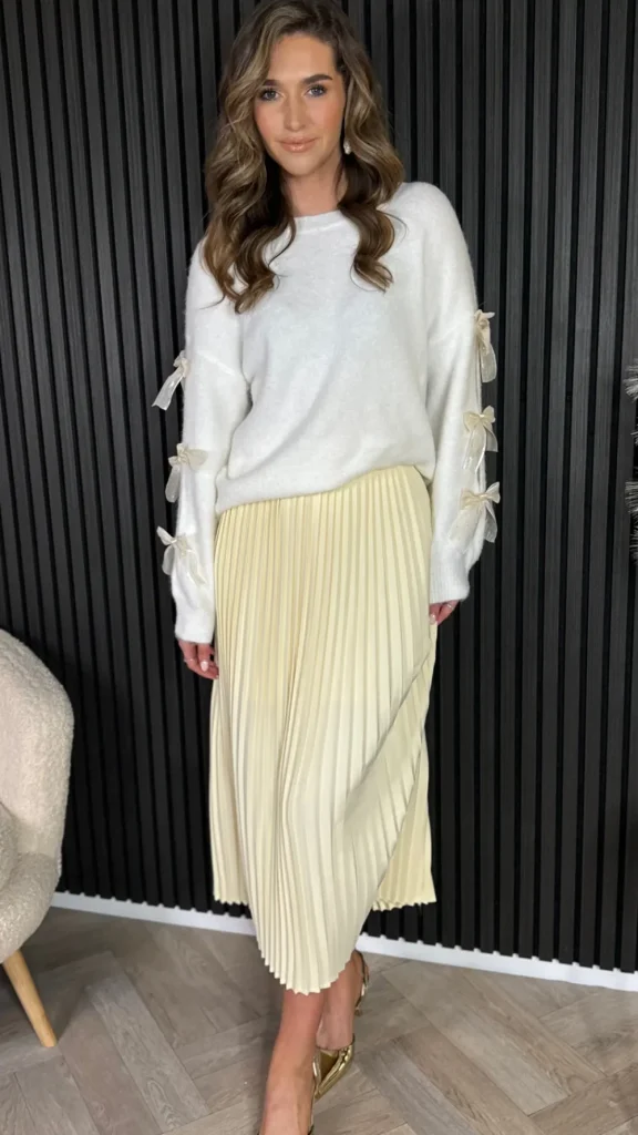 LOVIKA Knitwear^Julie Cream Bow sleeve Detail Jumper