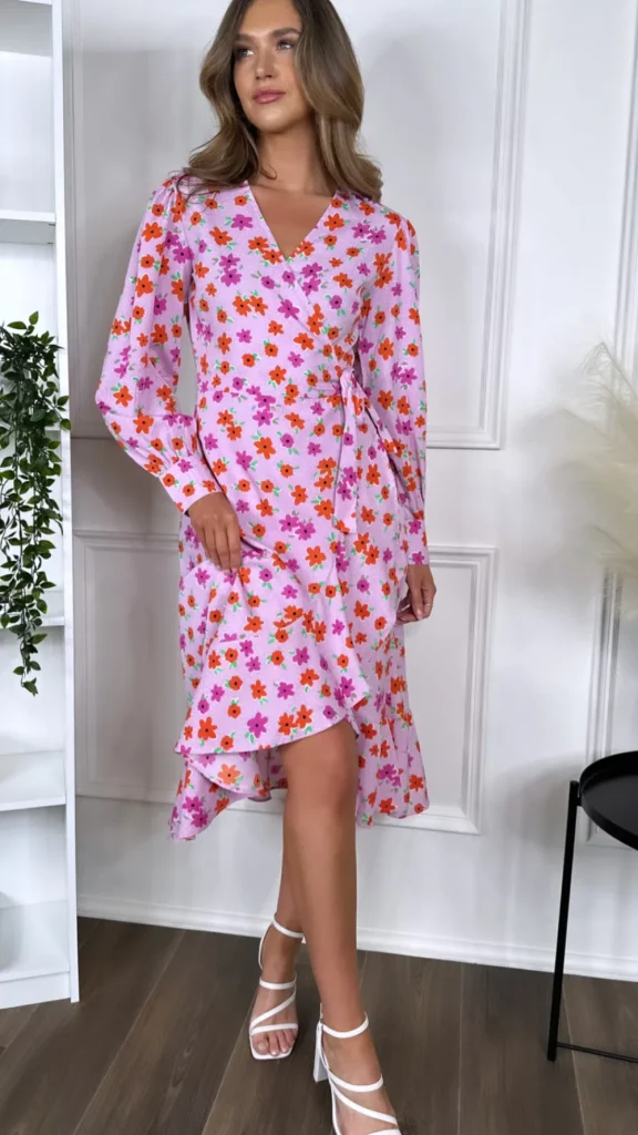 INFLUENCE Going Out Dresses | Occasion Dresses^Juliet Lilac Printed Floral Wrap Midi Dress