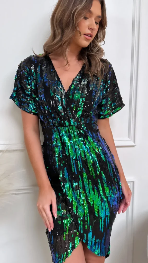 GIRL IN MIND Going Out Dresses | Occasion Dresses^Kaisley Black Sequin Wrap Midi Dress