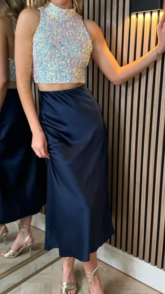 VERA LUCY Tops^Kara White Backless Halterneck Sequin Crop Top