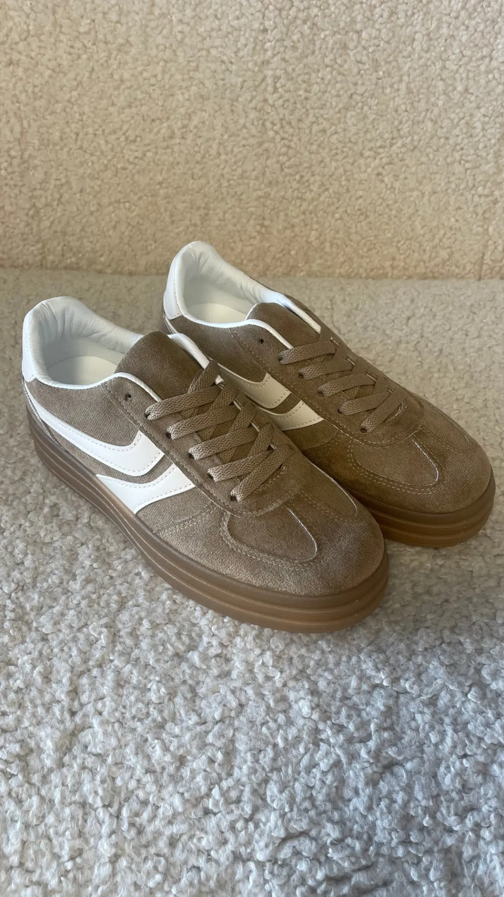 kasie_camel_with_white_st_1.webp JOIA Trainers | Going Out Dresses^Kasie Camel With White Stripes Chunky Sole Trainers
