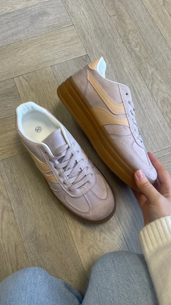 JOIA Trainers^Kasie Purple With Salmon Stripes Chunky Sole Trainers