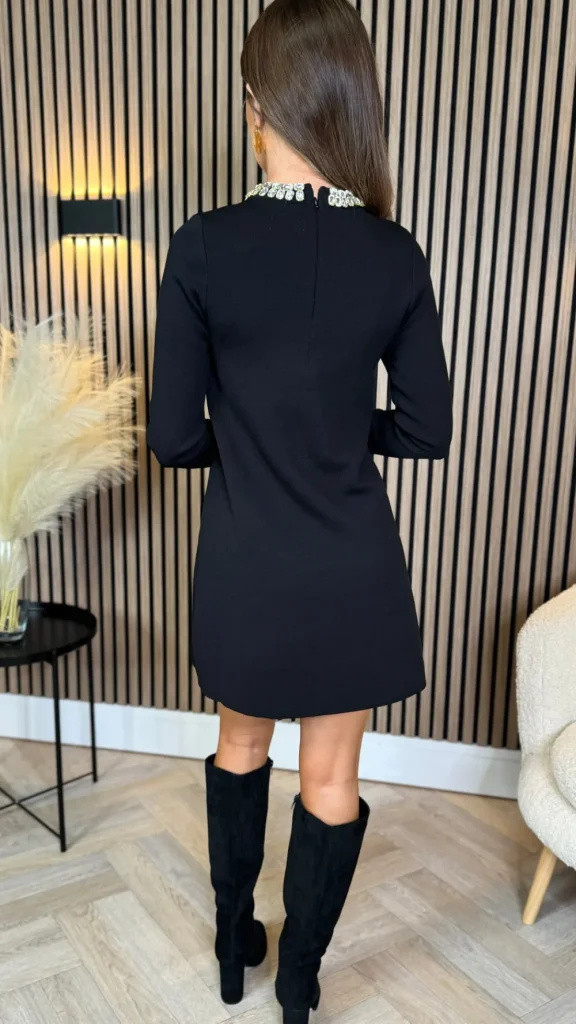ALLYSON Fitted Dresses | Day Dresses^Kayra Black Embellished Detail Mini Dress