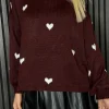 ESTEE BROWN Knitwear^Keegan Burgundy With White Heart Detail Jumper