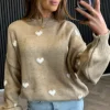 ESTEE BROWN Knitwear^Keegan Tan With White Heart Detail Jumper