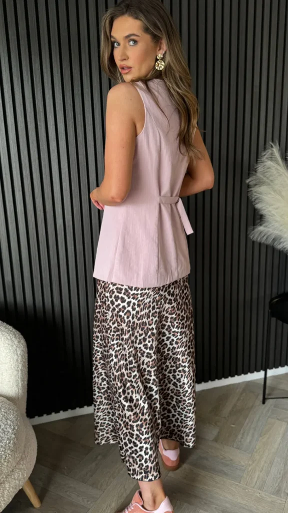 FLAM MODE Tops^Keely Rose Pink Longline Waistcoat