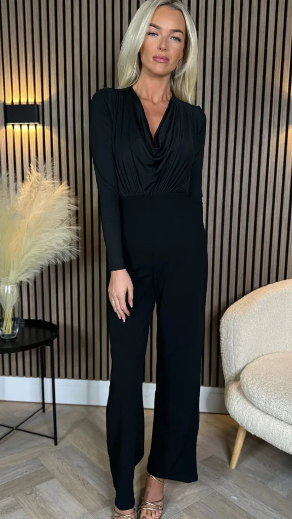GIRL IN MIND Going Out Dresses | Occasion Dresses^Kella Black Cowl Neck Long Sleeve Jumpsuit