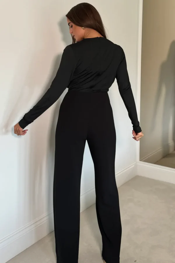 GIRL IN MIND Going Out Dresses | Occasion Dresses^Kella Black Cowl Neck Long Sleeve Jumpsuit