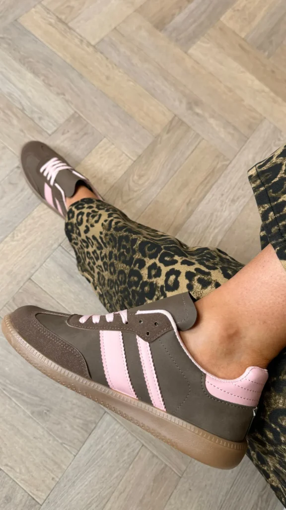ALESSIA Trainers^Kenna Brown & Pink Striped Trainers