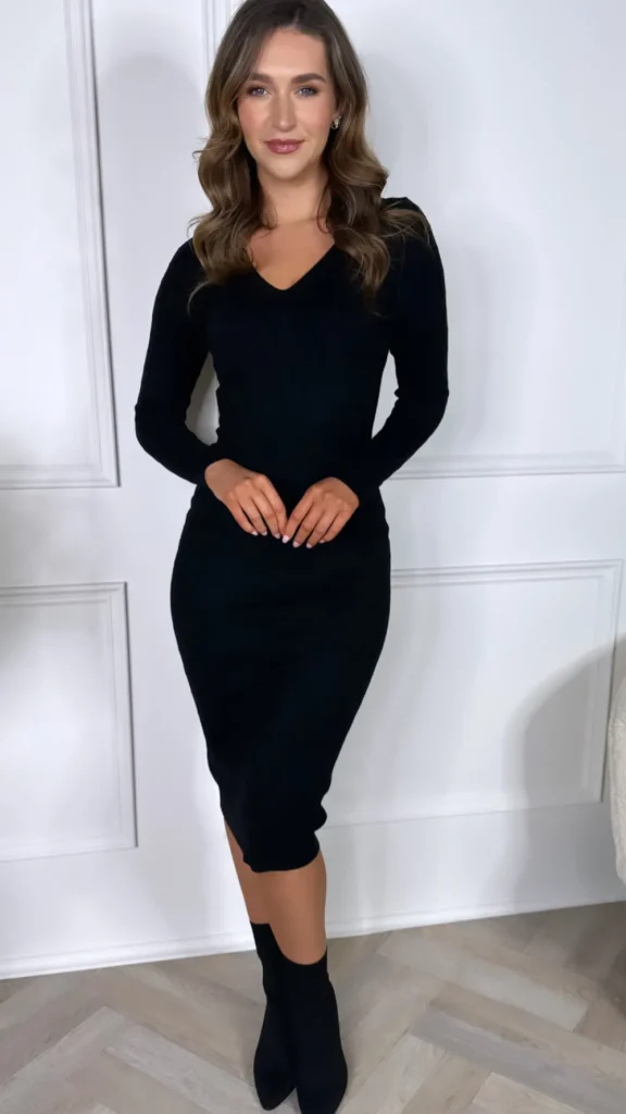 MOOCCI Knitwear | Fitted Dresses^Kerensa Black Cable Knit Midi Dress