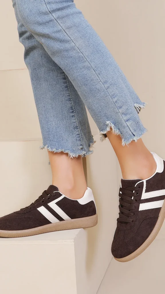 JOIA Trainers^Kianna Brown & White Striped Trainers