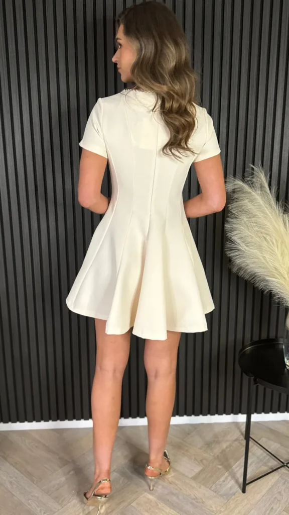 PARIS FASHION SHOPS Day Dresses | Going Out Dresses^Kitty Beige Embellished Neckline Skater Mini Dress