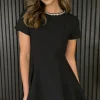 PARIS FASHION SHOPS Day Dresses | Going Out Dresses^Kitty Black Embellished Neckline Skater Mini Dress
