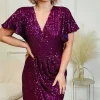 GIRL IN MIND Occasion Dresses | Maxi Dresses^Landan Purple Sequin Wrap Over Maxi Dress