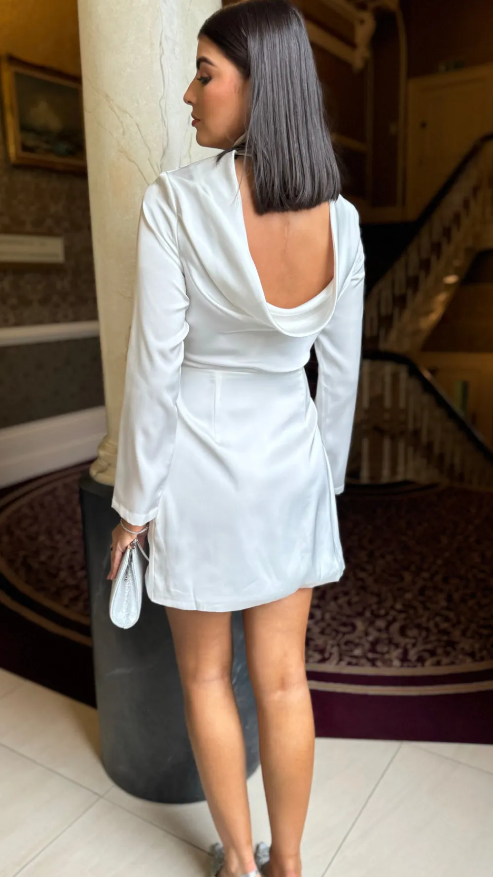 lara_white_wrap_detail_co_5.webp LUCCE Going Out Dresses | Occasion Dresses^Lara White Wrap Detail Collared Mini Dress
