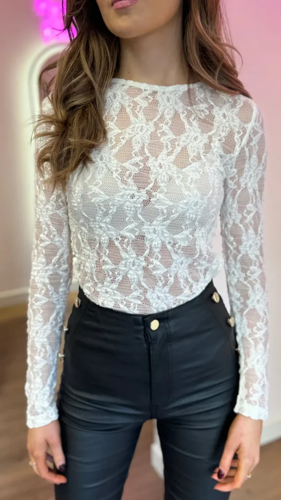 LUCCE Tops^Laramie Cream Lace Detail Top