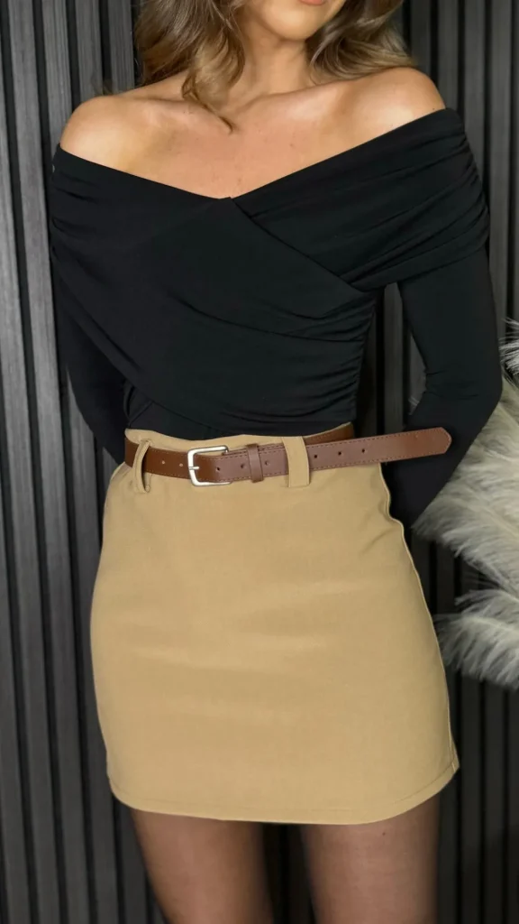 FEELKOO Skirts & Shorts^Laura Camel Belted Mini Skirt