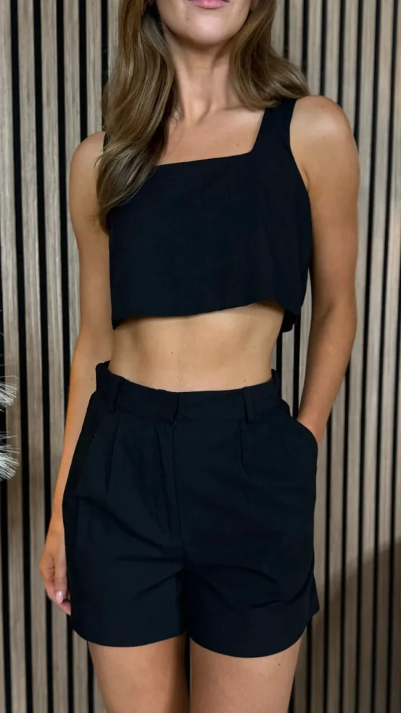 LUCCE Co-ords | Occasion Dresses^Laurie Black Shorts & Crop Top Co Ord