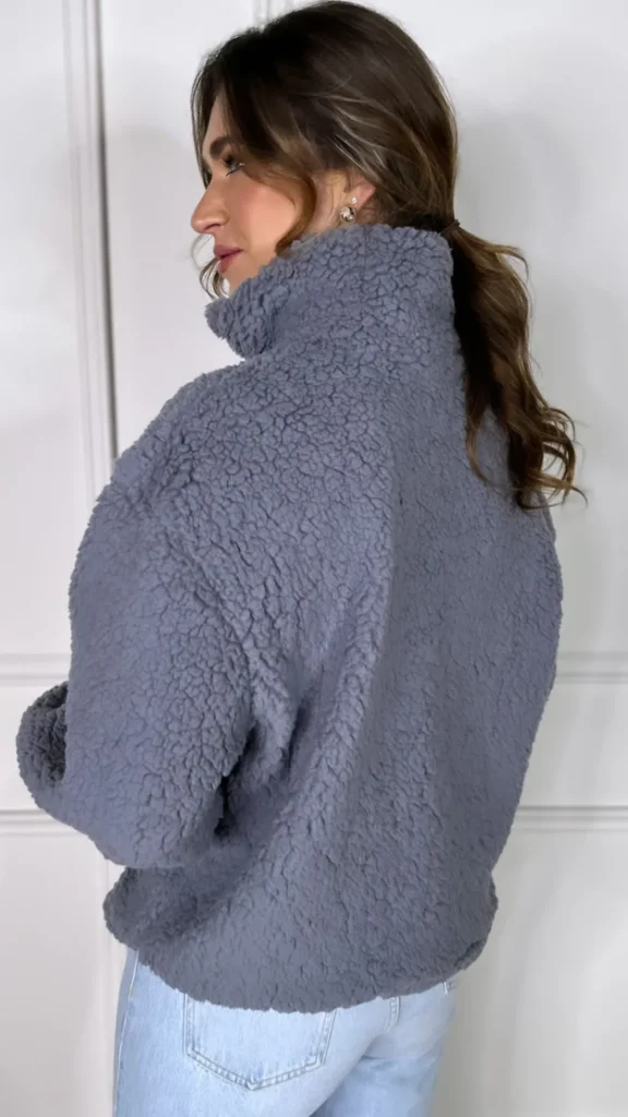 LOVIKA Tops | Knitwear^Layla Grey Teddy Style Half Zip Top