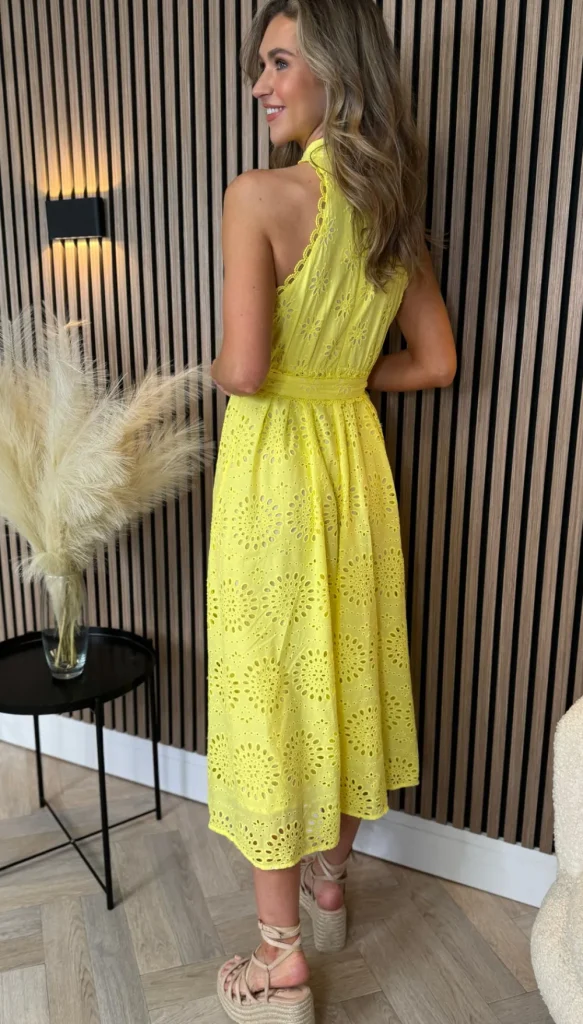 LILY ROSE BY FJ Going Out Dresses | Occasion Dresses^Layla Yellow Broidery Detail Belted Midi Dress