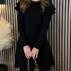 MOOCCI Knitwear | Day Dresses^Leighton Black Frill Shoulder Detail Kint Mini Dress