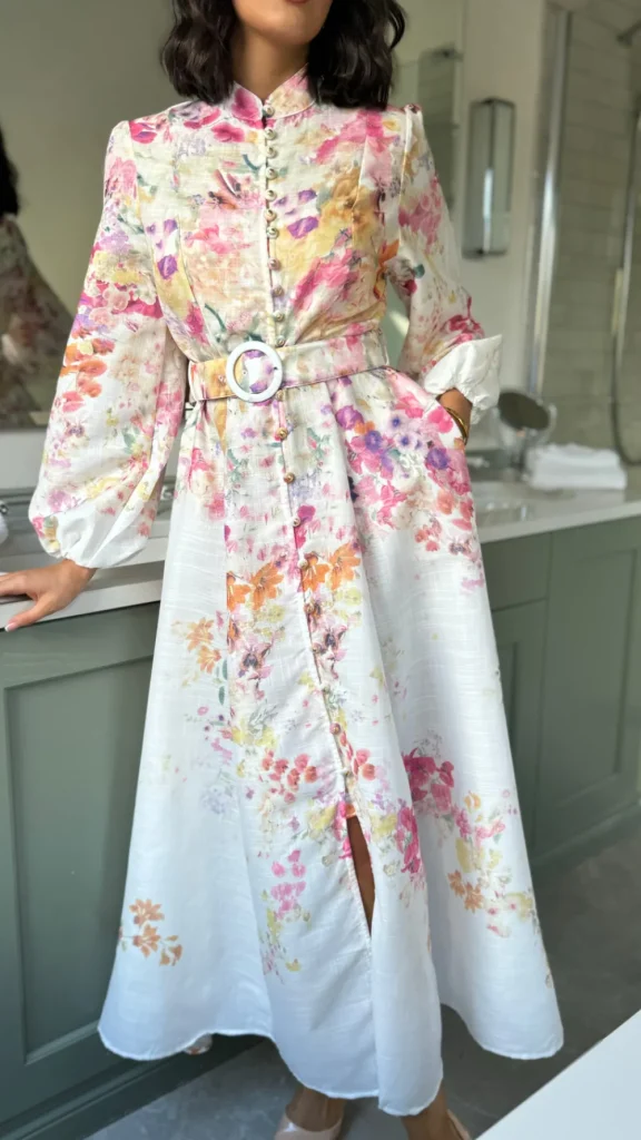 TIMELY Occasion Dresses | Midi Dresses^Leighton Fuchsia Floral Printed High Neck Midi Dress