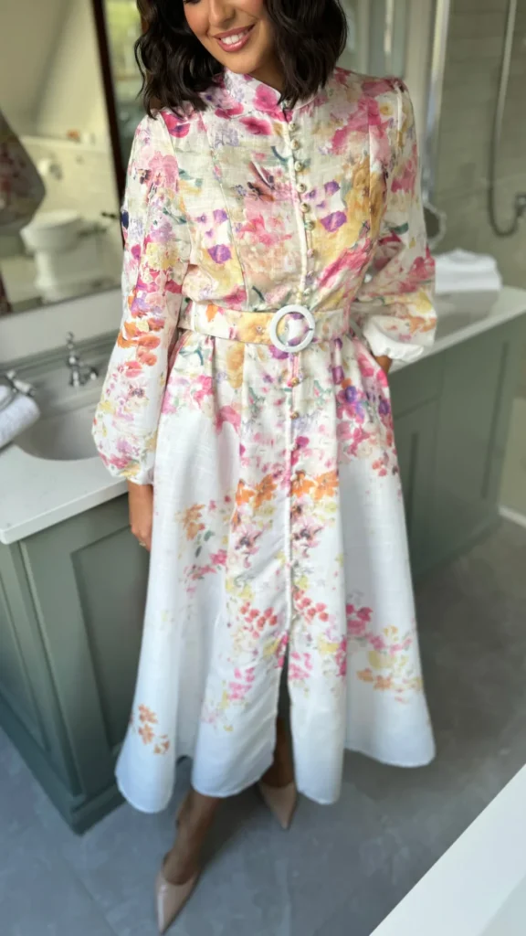 TIMELY Occasion Dresses | Midi Dresses^Leighton Fuchsia Floral Printed High Neck Midi Dress