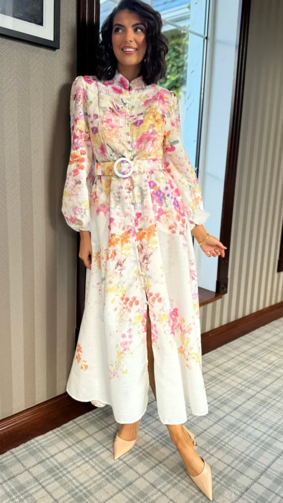 TIMELY Occasion Dresses | Midi Dresses^Leighton Fuchsia Floral Printed High Neck Midi Dress