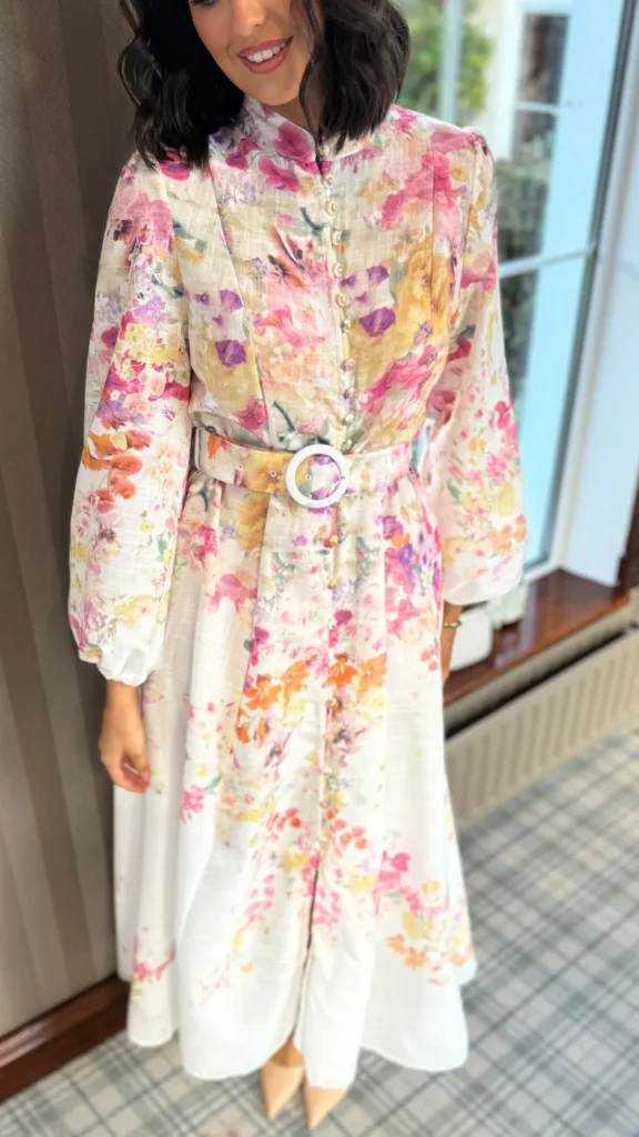 TIMELY Occasion Dresses | Midi Dresses^Leighton Fuchsia Floral Printed High Neck Midi Dress