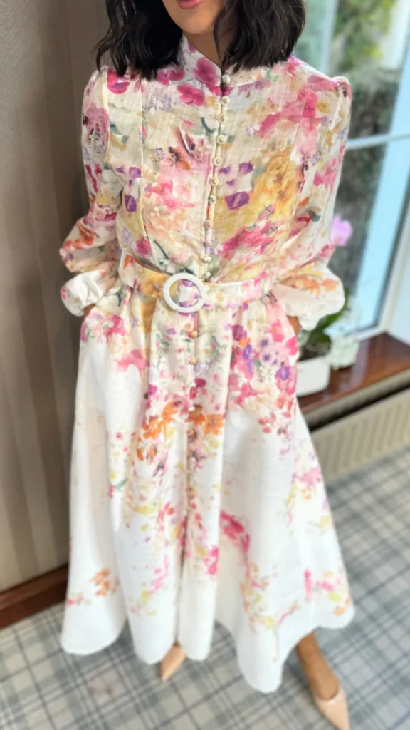TIMELY Occasion Dresses | Midi Dresses^Leighton Fuchsia Floral Printed High Neck Midi Dress