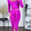 COPPEROSE Co-ords | Going Out Dresses^Leona Fuchsia Crop Top & Midi Skirt Co Ord