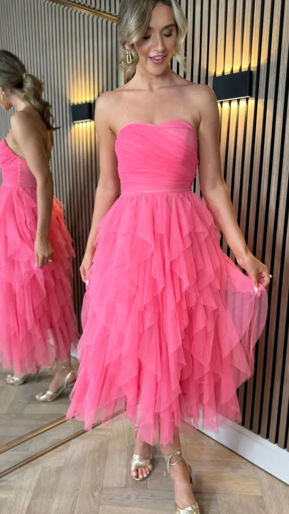 PARIS FASHION SHOPS Going Out Dresses | Occasion Dresses^Lettie Watermelon Bandeau Ruffle Detail Midi Dress