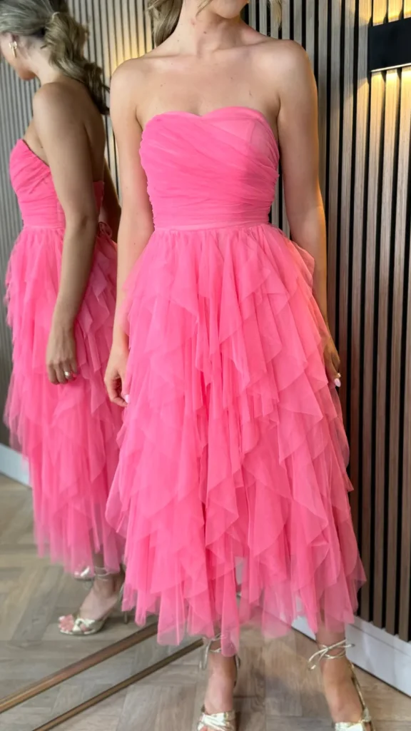 PARIS FASHION SHOPS Going Out Dresses | Occasion Dresses^Lettie Watermelon Bandeau Ruffle Detail Midi Dress