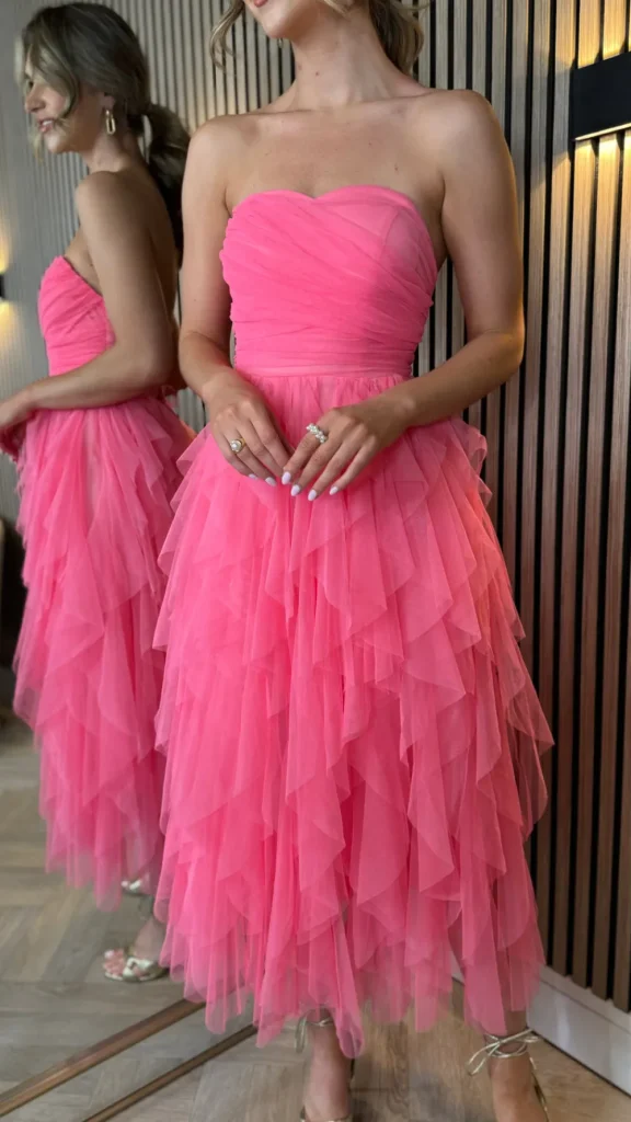 PARIS FASHION SHOPS Going Out Dresses | Occasion Dresses^Lettie Watermelon Bandeau Ruffle Detail Midi Dress