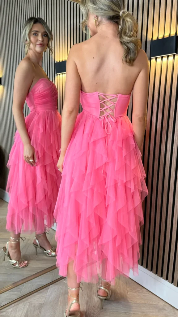PARIS FASHION SHOPS Going Out Dresses | Occasion Dresses^Lettie Watermelon Bandeau Ruffle Detail Midi Dress