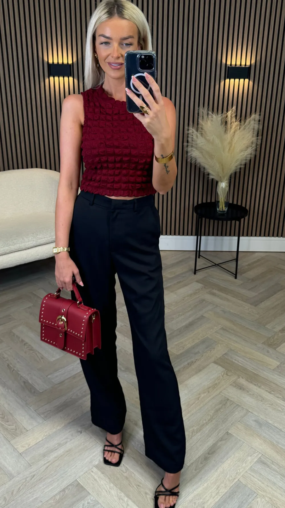 lexi_burgundy_waffle_deta_4.webp LUCCE Tops^Lexi Burgundy Waffle Detail Crop Top