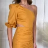 COPPEROSE Going Out Dresses | Occasion Dresses^Libby Orange One Shoulder Cut Out Mini Dress
