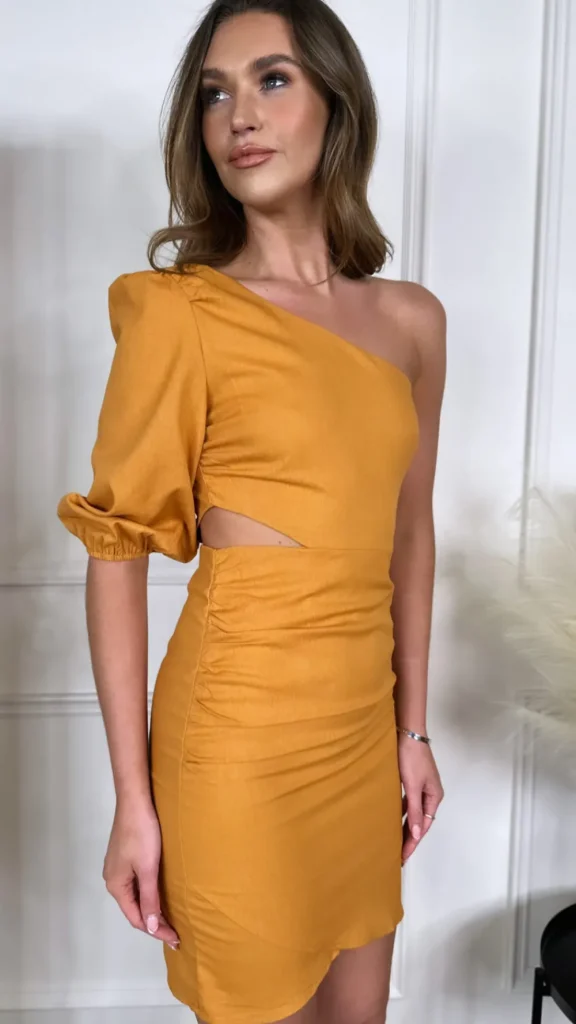 COPPEROSE Going Out Dresses | Occasion Dresses^Libby Orange One Shoulder Cut Out Mini Dress