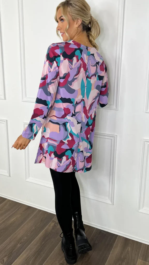 XThree Mini Dresses^Lilac Abstract Print Shift Dress